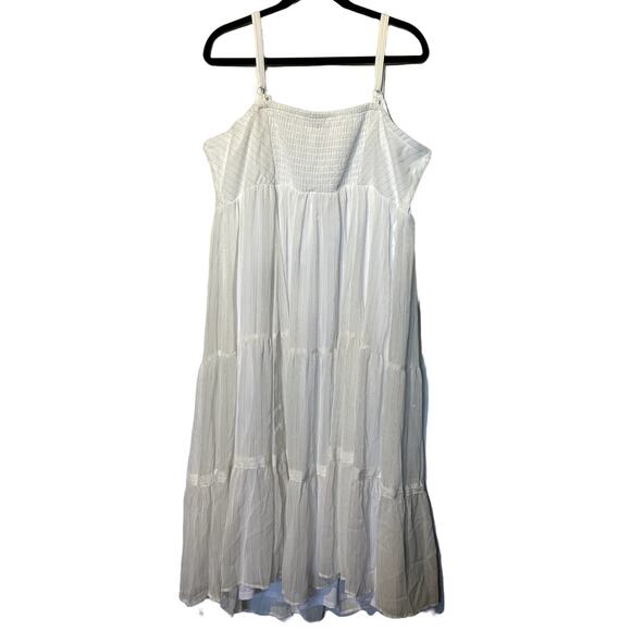 Torrid NWT White Gold Chiffon Lurex Tiered Maxi Dress Sleeveless Size 2 (XXL) - Picture 4 of 11